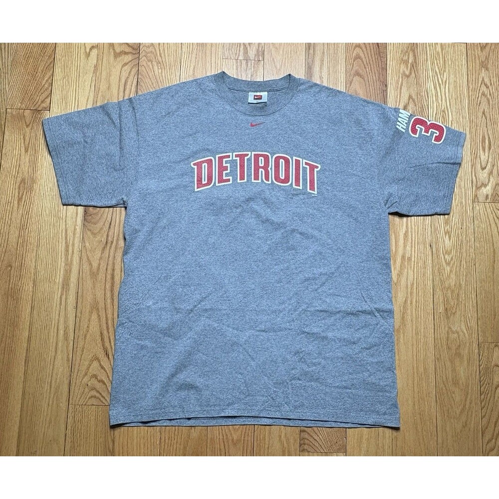 Vtg Nike NBA Detroit Pistons #32 Richard Hamilton Adult Sz XL Center Swoosh Gray